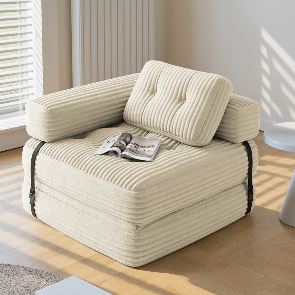 Bealife AR34 canapé pliable 3 en 1, pouf et lit d'appoint. Polyvalent, confortable et peu encombrant – parfait comme canapé-lit pliable pour les petits espaces, les salons et les chambres d'amis.