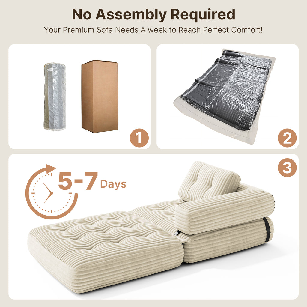 Bealife AR34 canapé pliable 3 en 1, pouf et lit d'appoint. Polyvalent, confortable et peu encombrant – parfait comme canapé-lit pliable pour les petits espaces, les salons et les chambres d'amis.