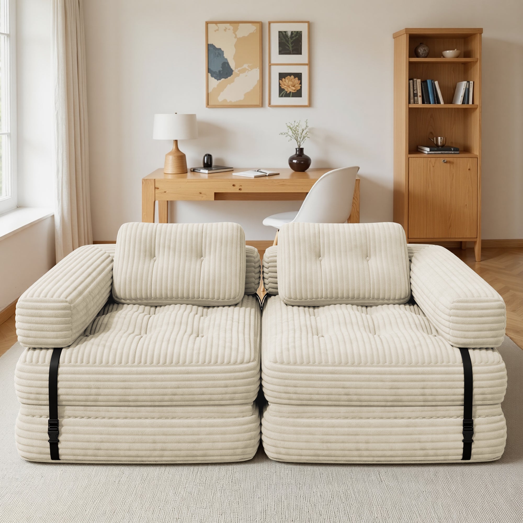 Bealife AR34 canapé pliable 3 en 1, pouf et lit d'appoint. Polyvalent, confortable et peu encombrant – parfait comme canapé-lit pliable pour les petits espaces, les salons et les chambres d'amis.