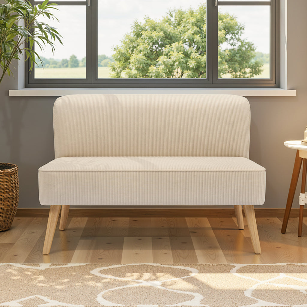 Bealife AR57 Canapé 2 places en velours côtelé, banquette rembourrée avec espace libre au sol pour salon, bureau et chambre à coucher