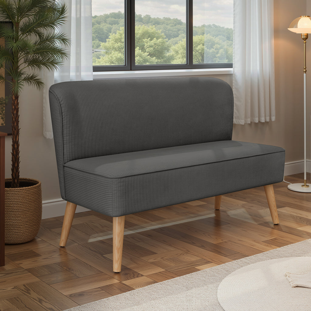 Bealife AR57 Canapé 2 places en velours côtelé, banquette rembourrée avec espace libre au sol pour salon, bureau et chambre à coucher