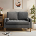 Bealife AR38 Canapé 2 places avec 2 coussins cylindriques rembourrés, Petit canapé en lin et coton pour salon, bureau et chambre à coucher