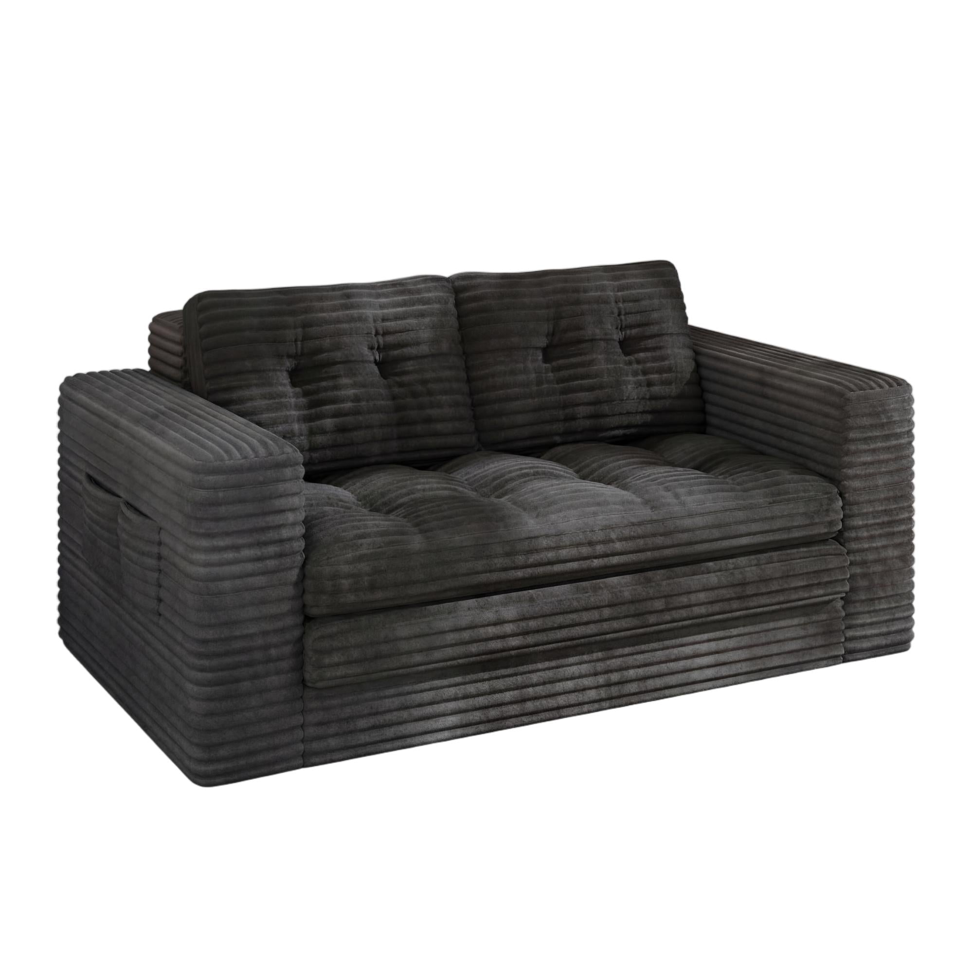 Bealife AR39 Canapé-lit convertible avec fonction couchage, canapé en velours côtelé de 150 cm avec dossier pour petits espaces