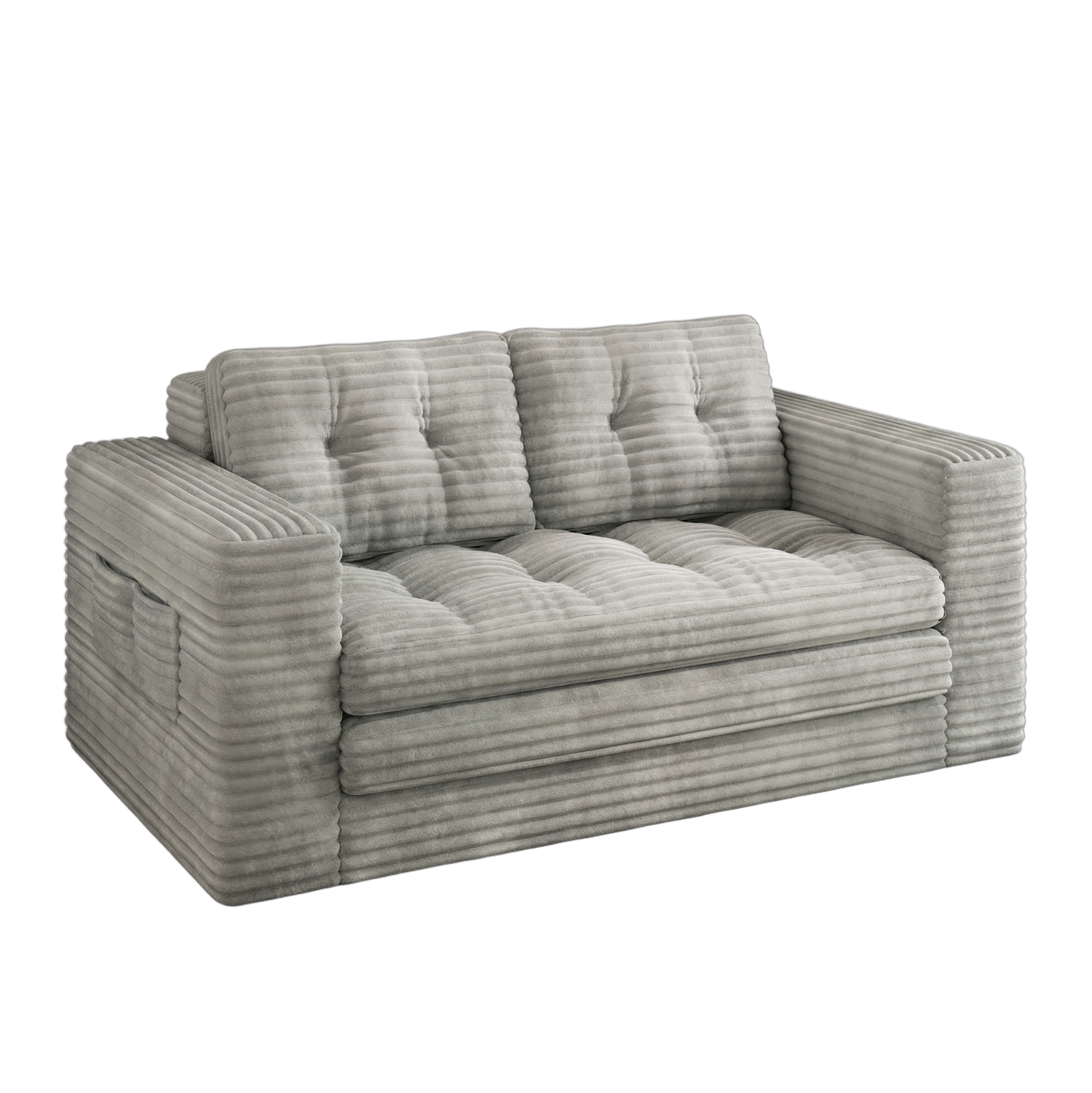 Bealife AR39 Canapé-lit convertible avec fonction couchage, canapé en velours côtelé de 150 cm avec dossier pour petits espaces