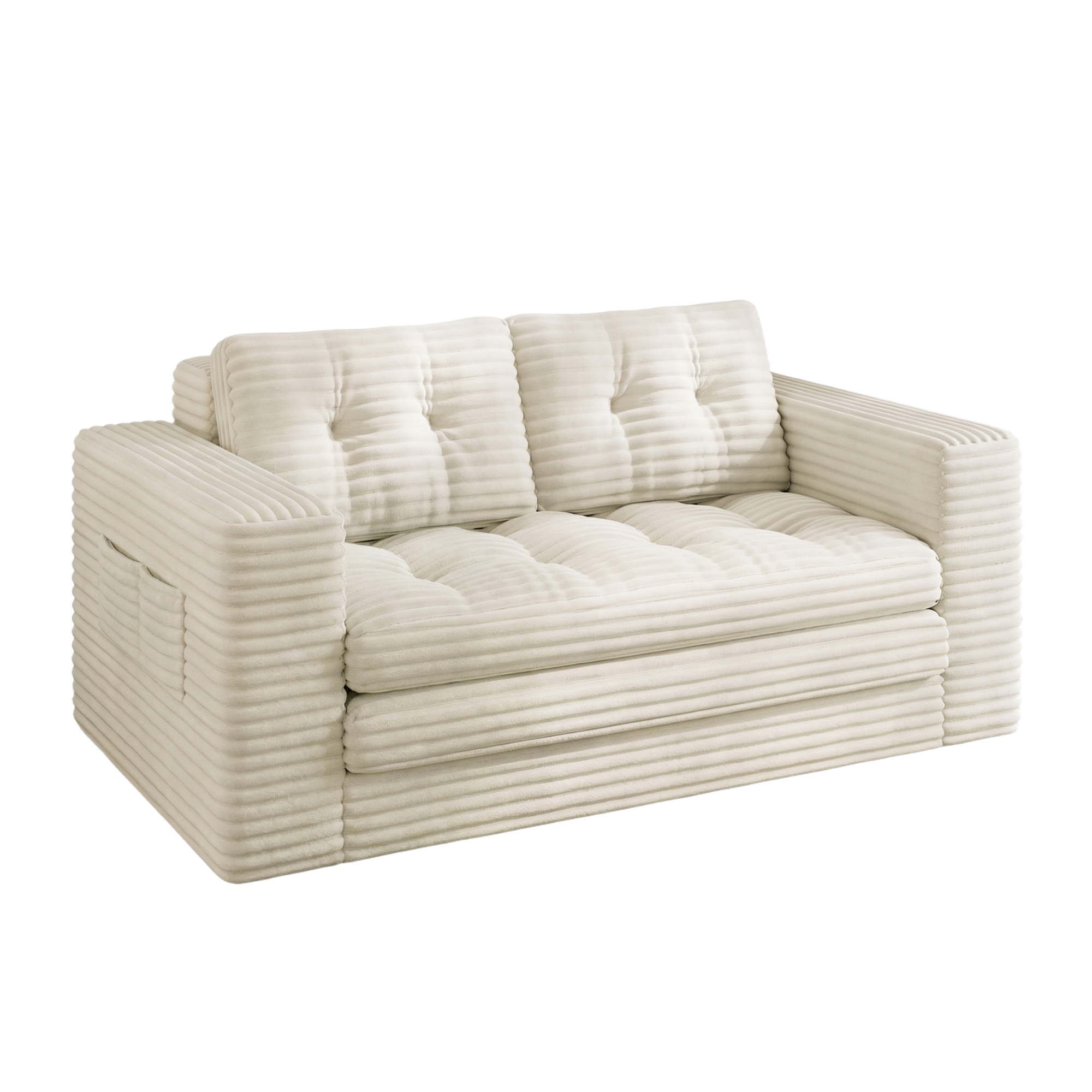 Bealife AR39 Canapé-lit convertible avec fonction couchage, canapé en velours côtelé de 150 cm avec dossier pour petits espaces