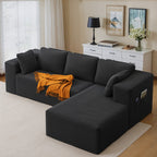 Bealife AR43 Canapé d'angle avec méridienne à droite 160×90cm, Canapé modulable 4 places en velours côtelé