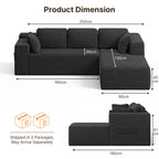 Bealife AR43 Canapé d'angle avec méridienne à droite 160×90cm, Canapé modulable 4 places en velours côtelé