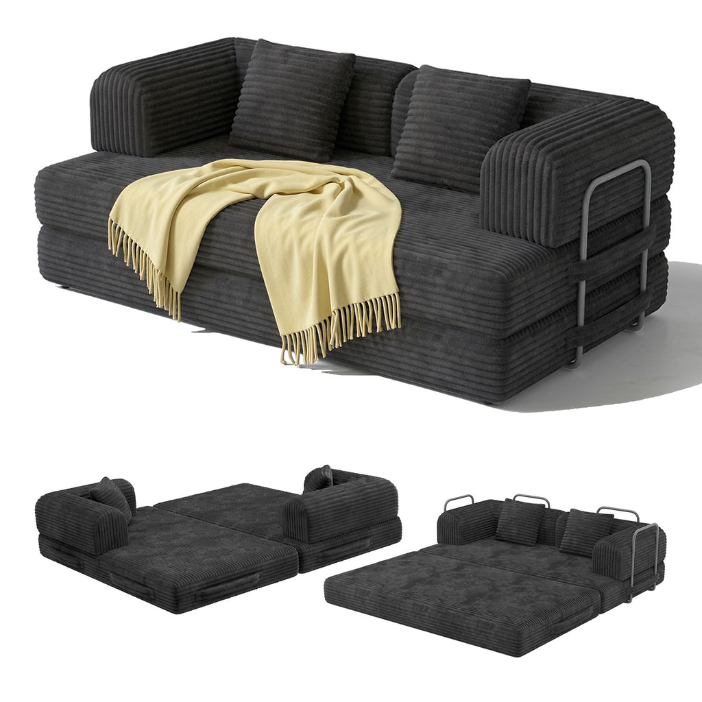 Canapé-lit Bealife AR62 avec fonction couchage 160 cm de large, canapé convertible 2 places en velours côtelé pour salon et chambre