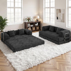 Canapé-lit Bealife AR62 avec fonction couchage 160 cm de large, canapé convertible 2 places en velours côtelé pour salon et chambre