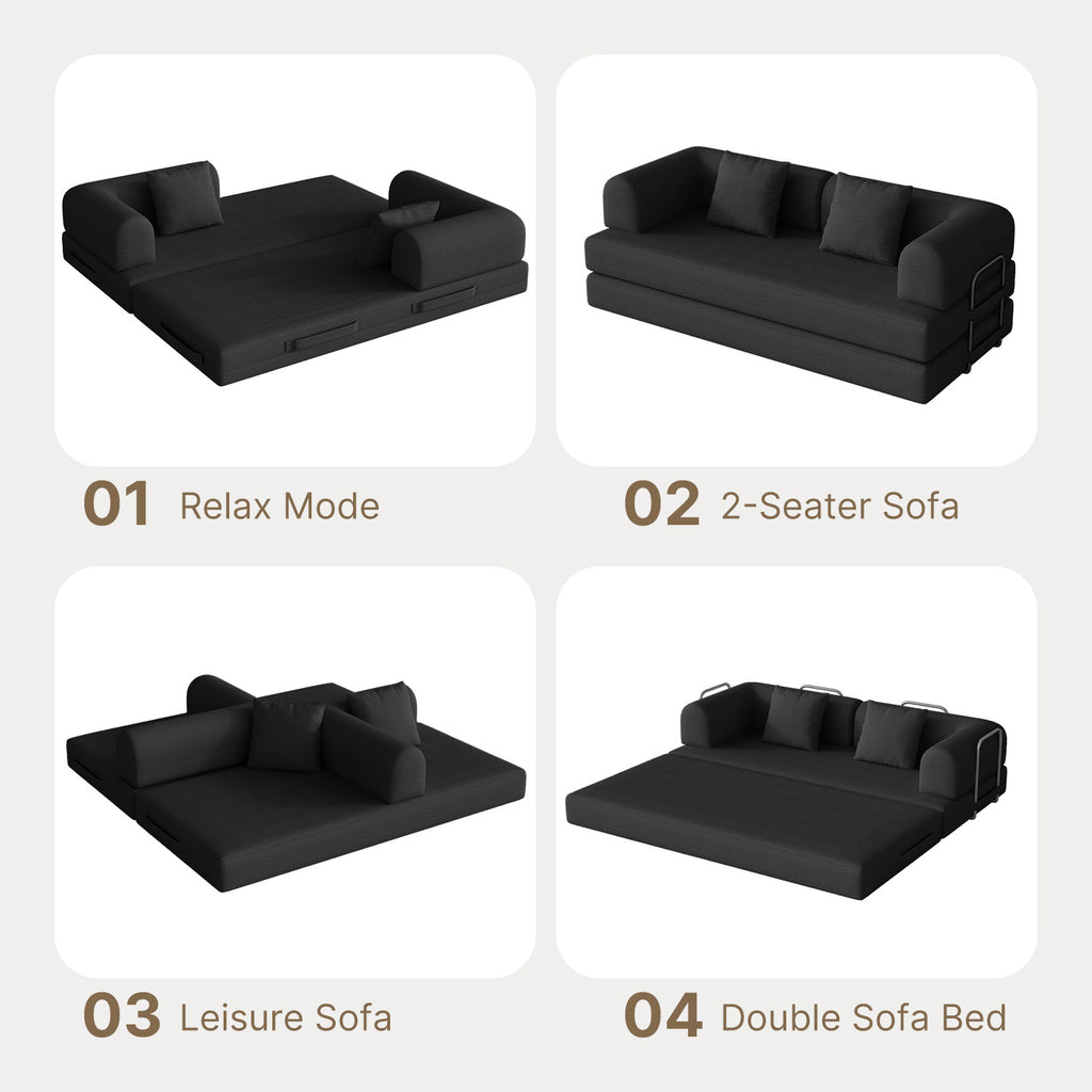 Bealife AR62 Canapé convertible avec fonction couchage 200 cm de large, canapé 3 places en velours côtelé pour salon