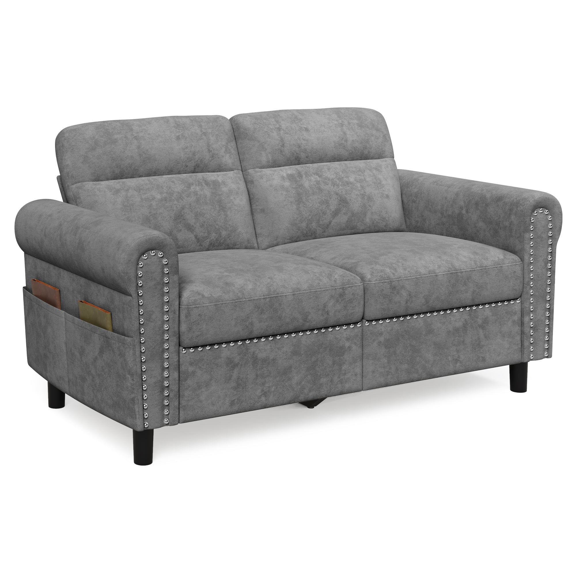 Bealife AR72 Canapé 2 Places avec Rangement, Canapé Compact en Suédine avec Compartiment Latéral