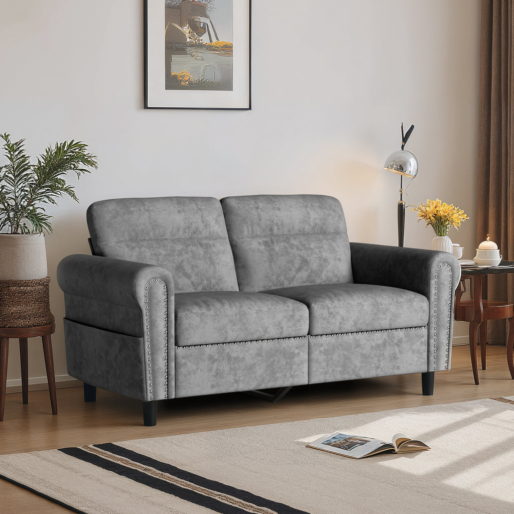 Bealife AR72 Canapé 2 Places avec Rangement, Canapé Compact en Suédine avec Compartiment Latéral