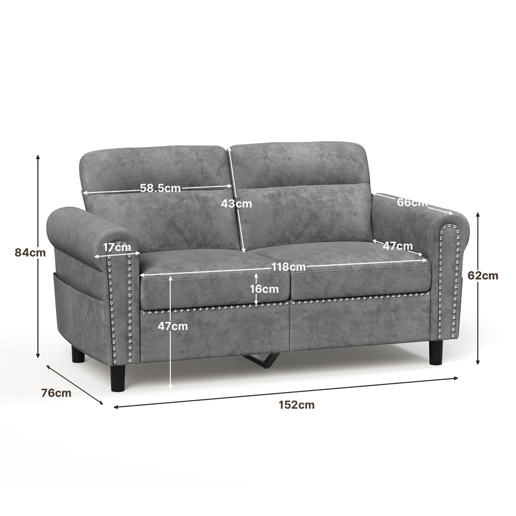 Bealife AR72 Canapé 2 Places avec Rangement, Canapé Compact en Suédine avec Compartiment Latéral