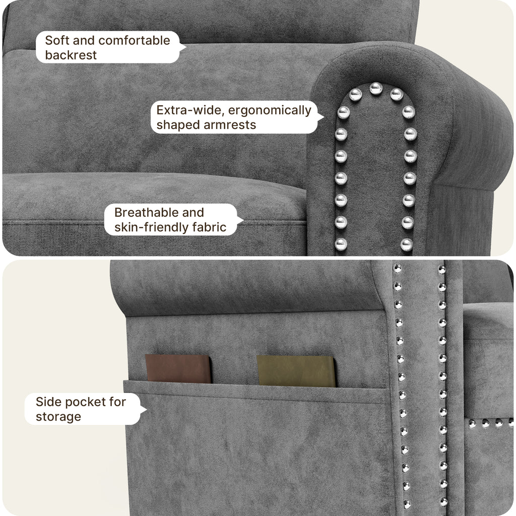 Bealife AR72 Canapé 2 Places avec Rangement, Canapé Compact en Suédine avec Compartiment Latéral