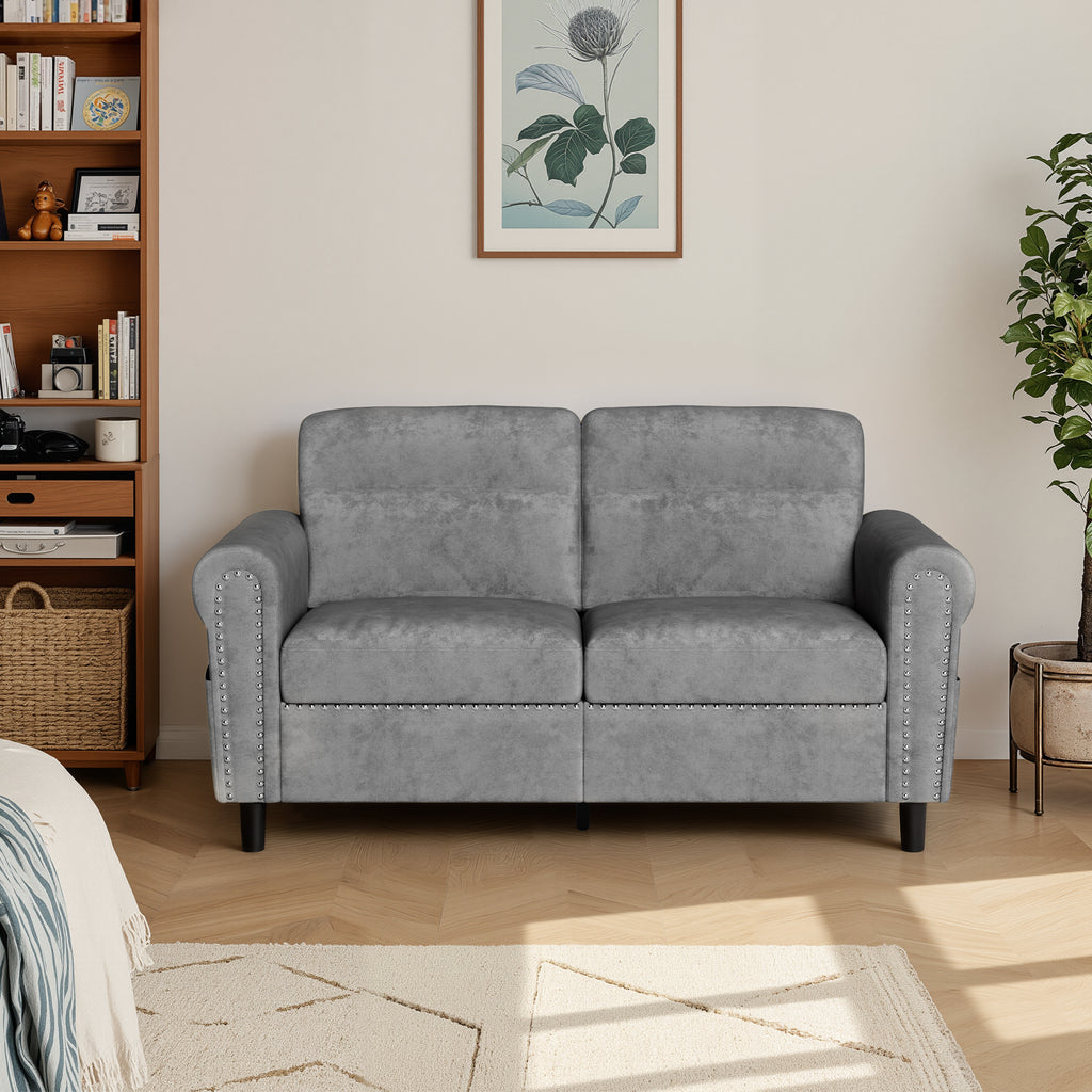 Bealife AR72 Canapé 2 Places avec Rangement, Canapé Compact en Suédine avec Compartiment Latéral