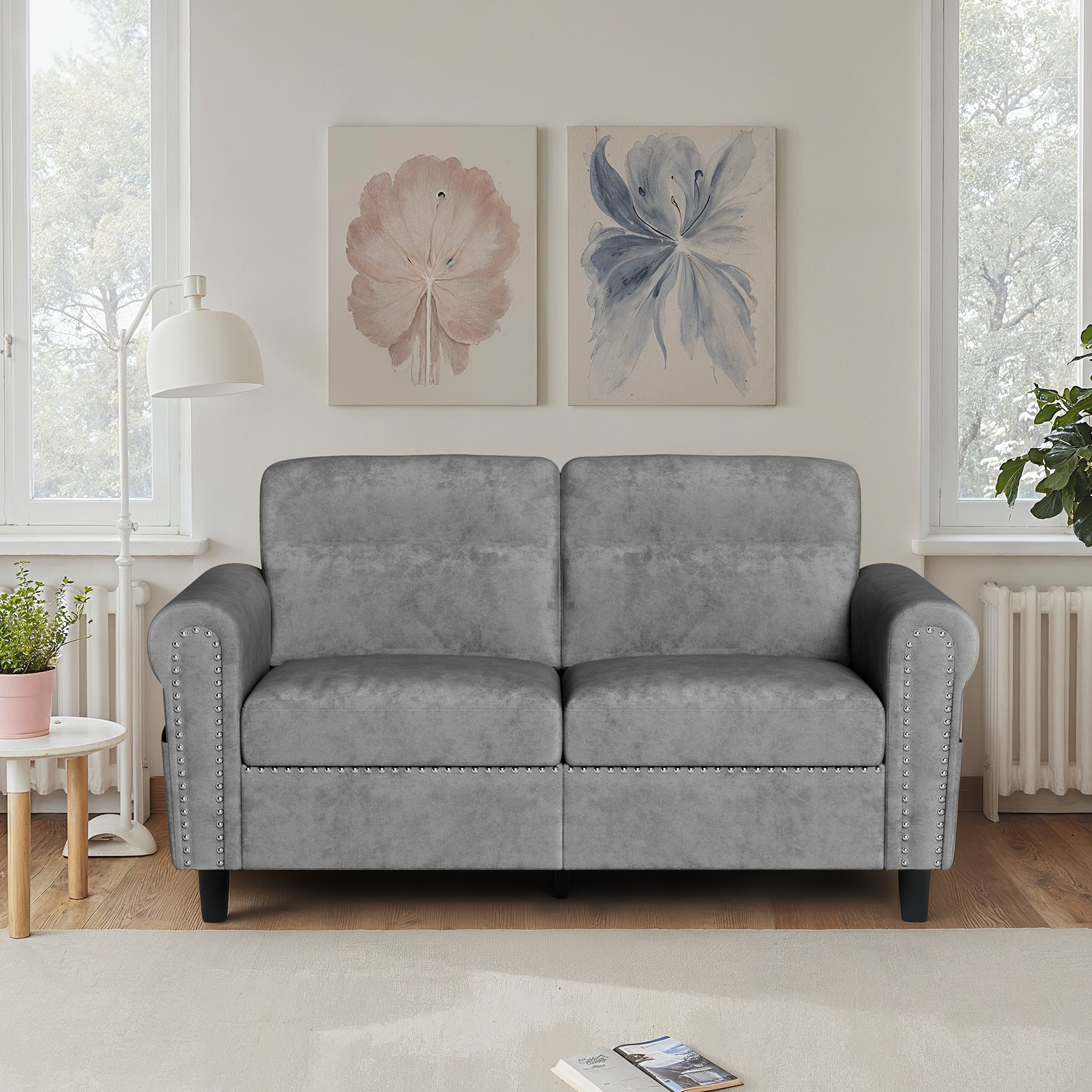 Bealife AR72 Canapé 2 Places avec Rangement, Canapé Compact en Suédine avec Compartiment Latéral