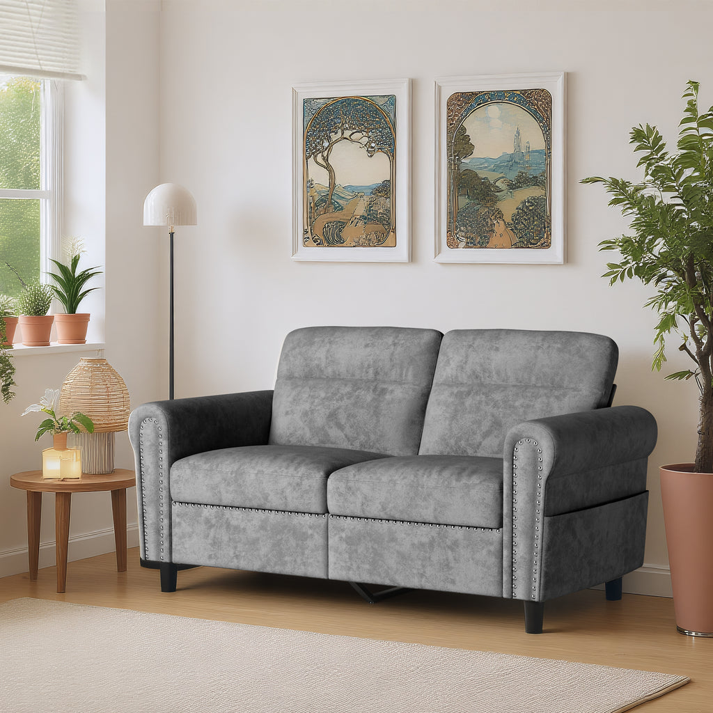Bealife AR72 Canapé 2 Places avec Rangement, Canapé Compact en Suédine avec Compartiment Latéral