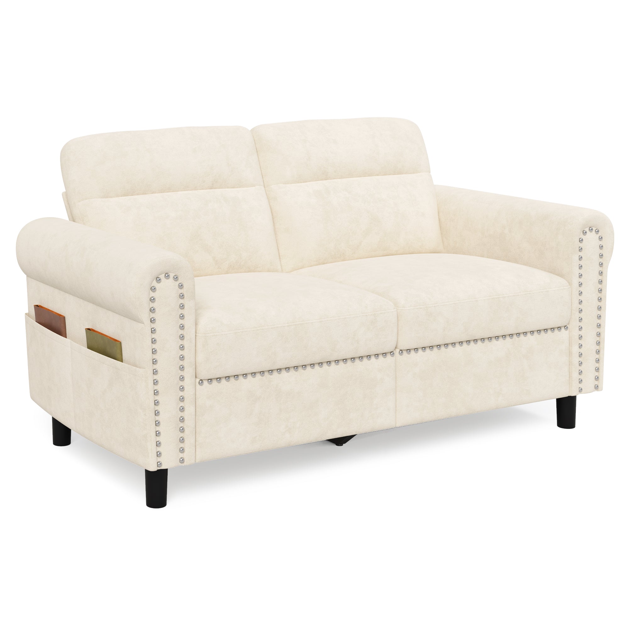 Bealife AR72 Canapé 2 Places avec Rangement, Canapé Compact en Suédine avec Compartiment Latéral