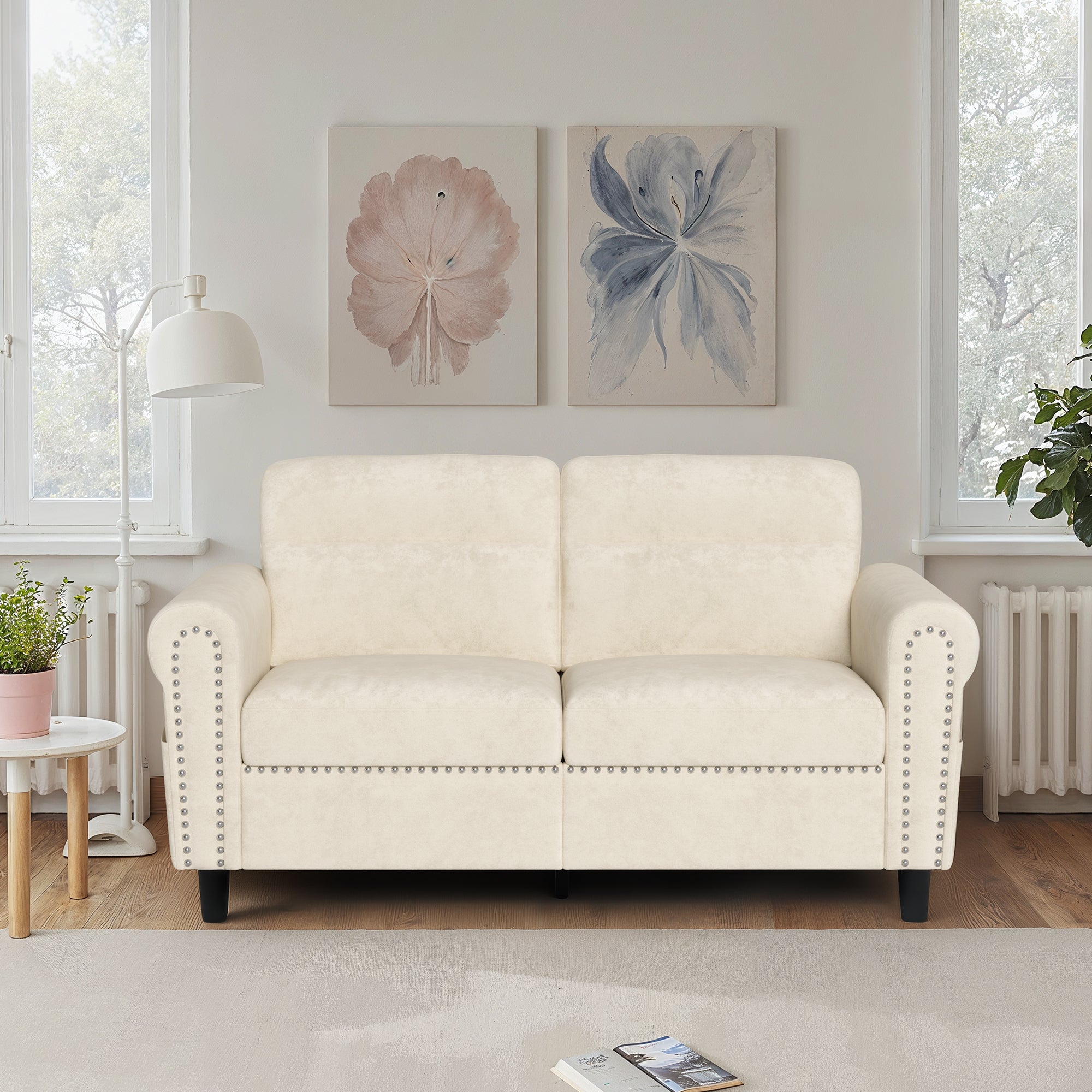 Bealife AR72 Canapé 2 Places avec Rangement, Canapé Compact en Suédine avec Compartiment Latéral