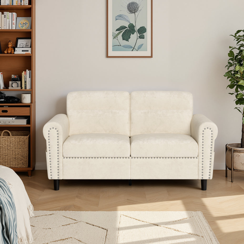 Bealife AR72 Canapé 2 Places avec Rangement, Canapé Compact en Suédine avec Compartiment Latéral