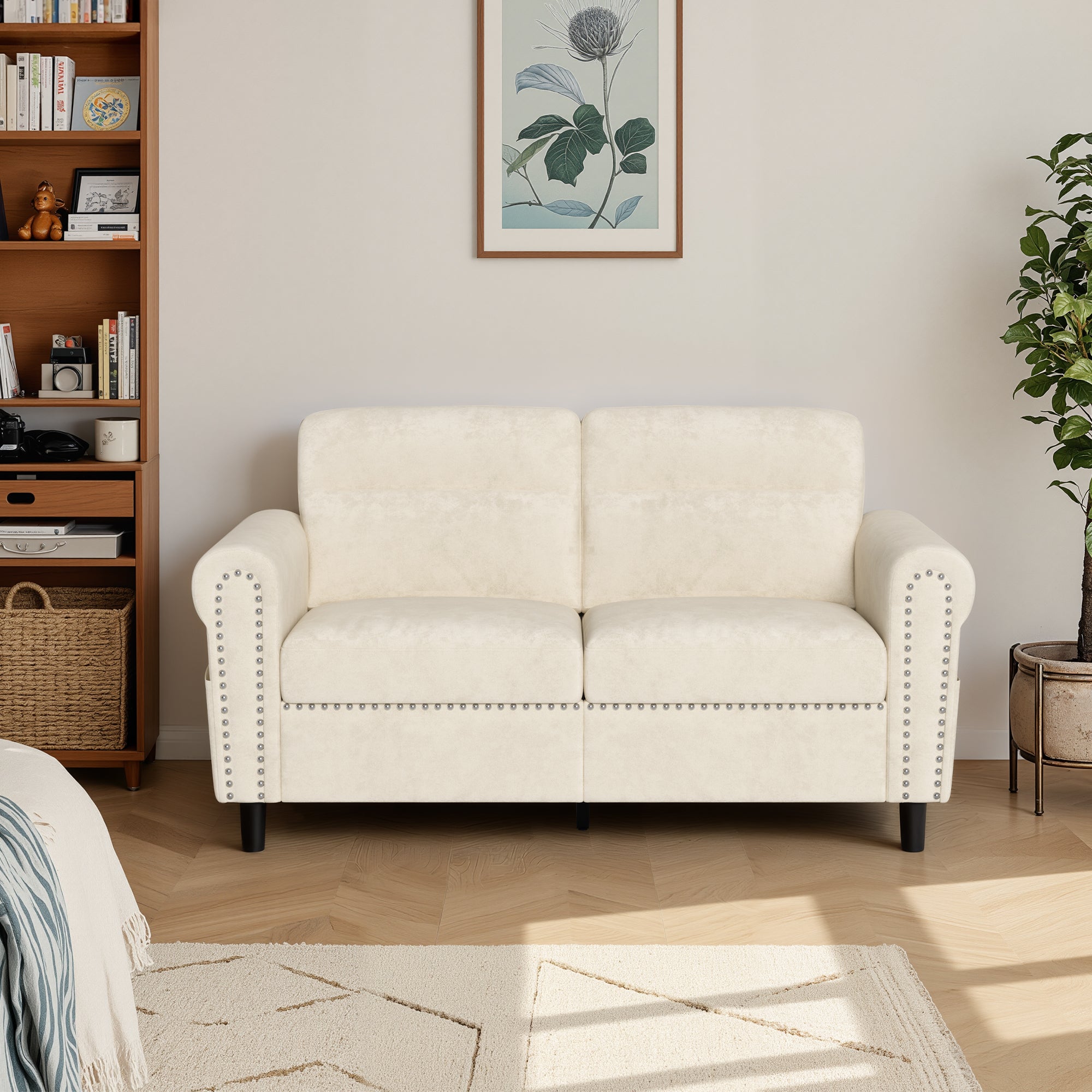 Bealife AR72 Canapé 2 Places avec Rangement, Canapé Compact en Suédine avec Compartiment Latéral