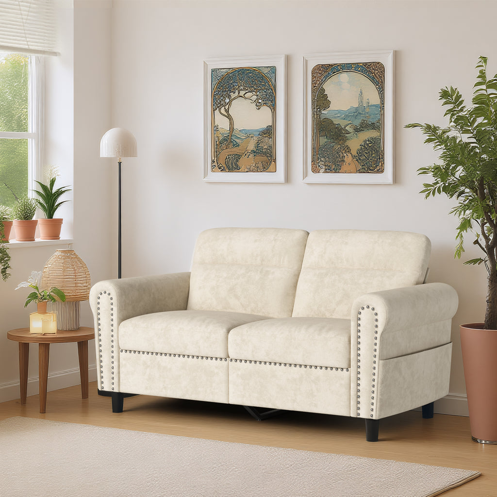 Bealife AR72 Canapé 2 Places avec Rangement, Canapé Compact en Suédine avec Compartiment Latéral