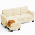 Bealife AR93 Corner Sofa with Chaise, 4-Seater Cord L-Shaped Sofa for Small Living Rooms and Open-Plan Living Areas