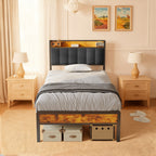 Bealife BF24 Narrow Single Bed Metal Frame with Storage | 220x90x111 cm