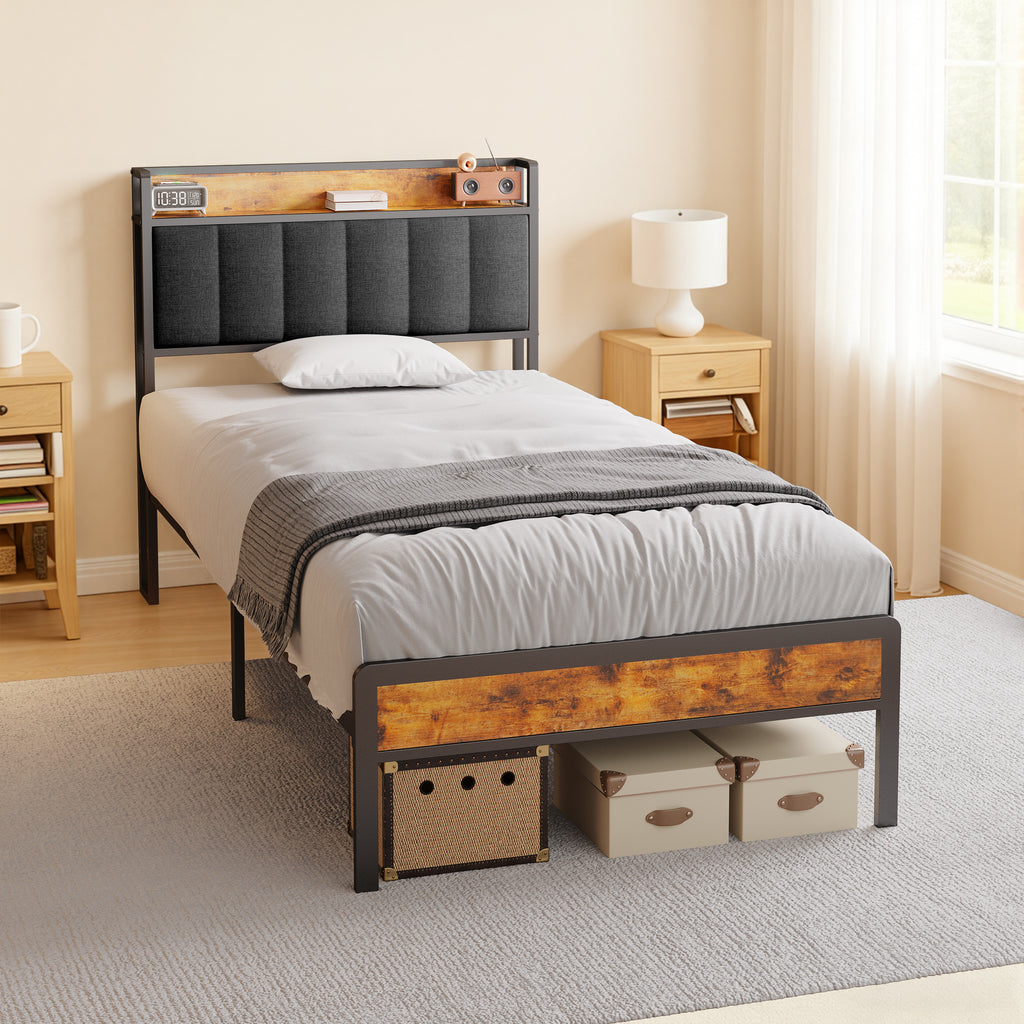 Bealife BF24 Narrow Single Bed Metal Frame with Storage | 220x90x111 cm