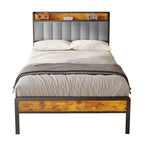 Bealife BF25 Lit simple avec tête de lit escamotable, sommier plateforme standard, lit en métal | 220 x 120 x 111 cm