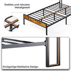 Bealife BF25 Lit simple avec tête de lit escamotable, sommier plateforme standard, lit en métal | 220 x 120 x 111 cm