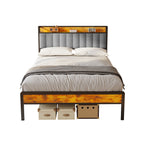 Bealife BF26 Lits Doubles avec tête de lit Rétractable, Cadre de Lit Plateforme Standard Cadre de Lit en Métal | 220 x 140 x 111cm