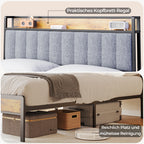 Bealife BF26 Lits Doubles avec tête de lit Rétractable, Cadre de Lit Plateforme Standard Cadre de Lit en Métal | 220 x 140 x 111cm