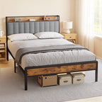 Bealife BF26 Lits Doubles avec tête de lit Rétractable, Cadre de Lit Plateforme Standard Cadre de Lit en Métal | 220 x 140 x 111cm