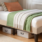 Bealife BF44 Upholstered Single Bed, Single Bed Frame with Wingback Headboard | 208 x 94 x 122cm