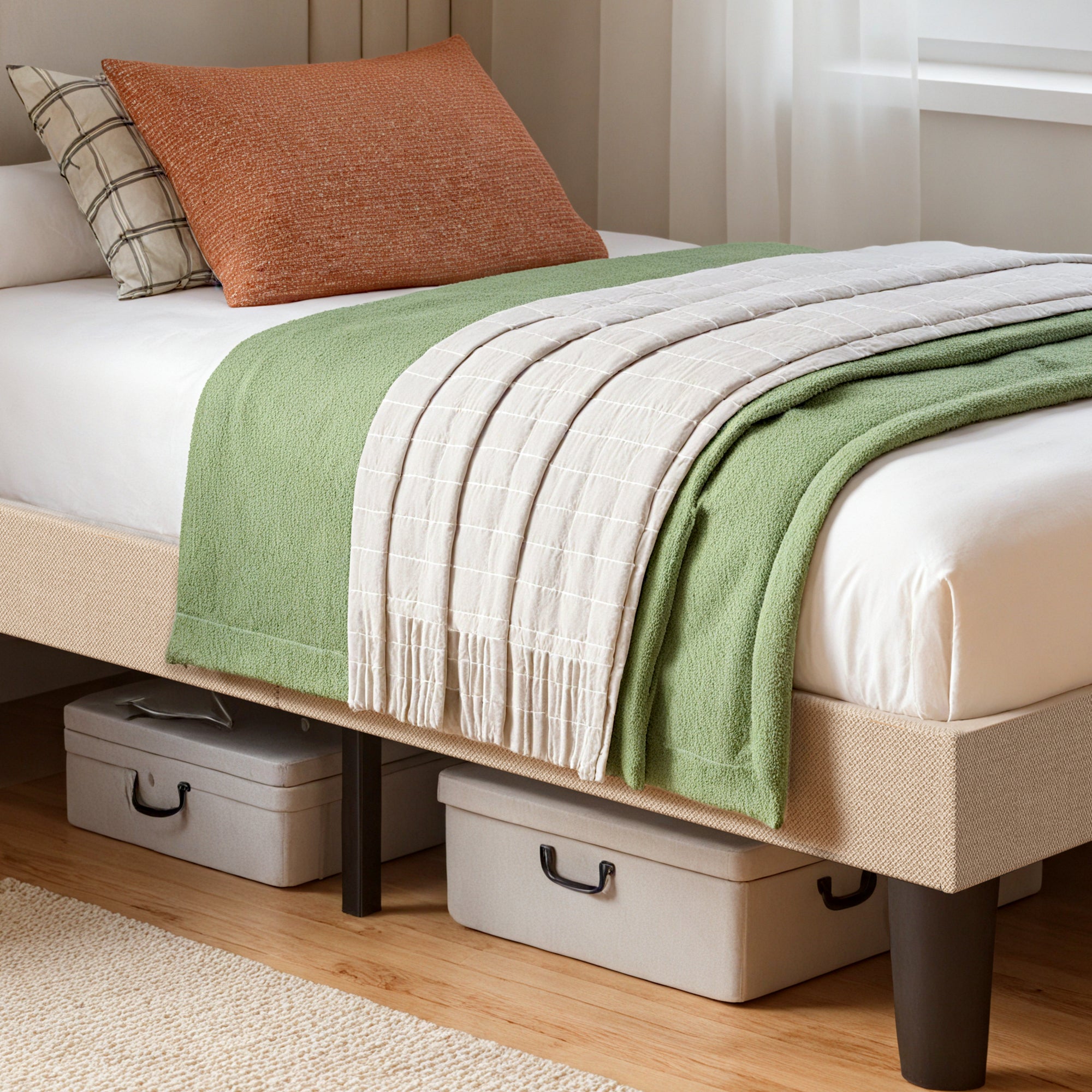 Bealife BF44 Upholstered Single Bed, Single Bed Frame with Wingback Headboard | 208 x 94 x 122cm