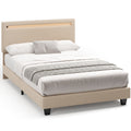 Bealife BF27 Lit simple rembourré 120x200 cm, cadre de lit en métal avec éclairage LED sur la tête de lit