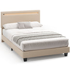 Bealife BF27 Lit simple rembourré 120x200 cm, cadre de lit en métal avec éclairage LED sur la tête de lit