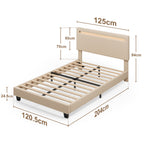 Bealife BF27 Lit simple rembourré 120x200 cm, cadre de lit en métal avec éclairage LED sur la tête de lit