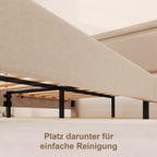 Bealife BF27 Lit simple rembourré 120x200 cm, cadre de lit en métal avec éclairage LED sur la tête de lit