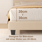 Bealife BF27 Lit simple rembourré 120x200 cm, cadre de lit en métal avec éclairage LED sur la tête de lit