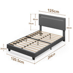 Bealife BF27 Lit simple rembourré 120x200 cm, cadre de lit en métal avec éclairage LED sur la tête de lit