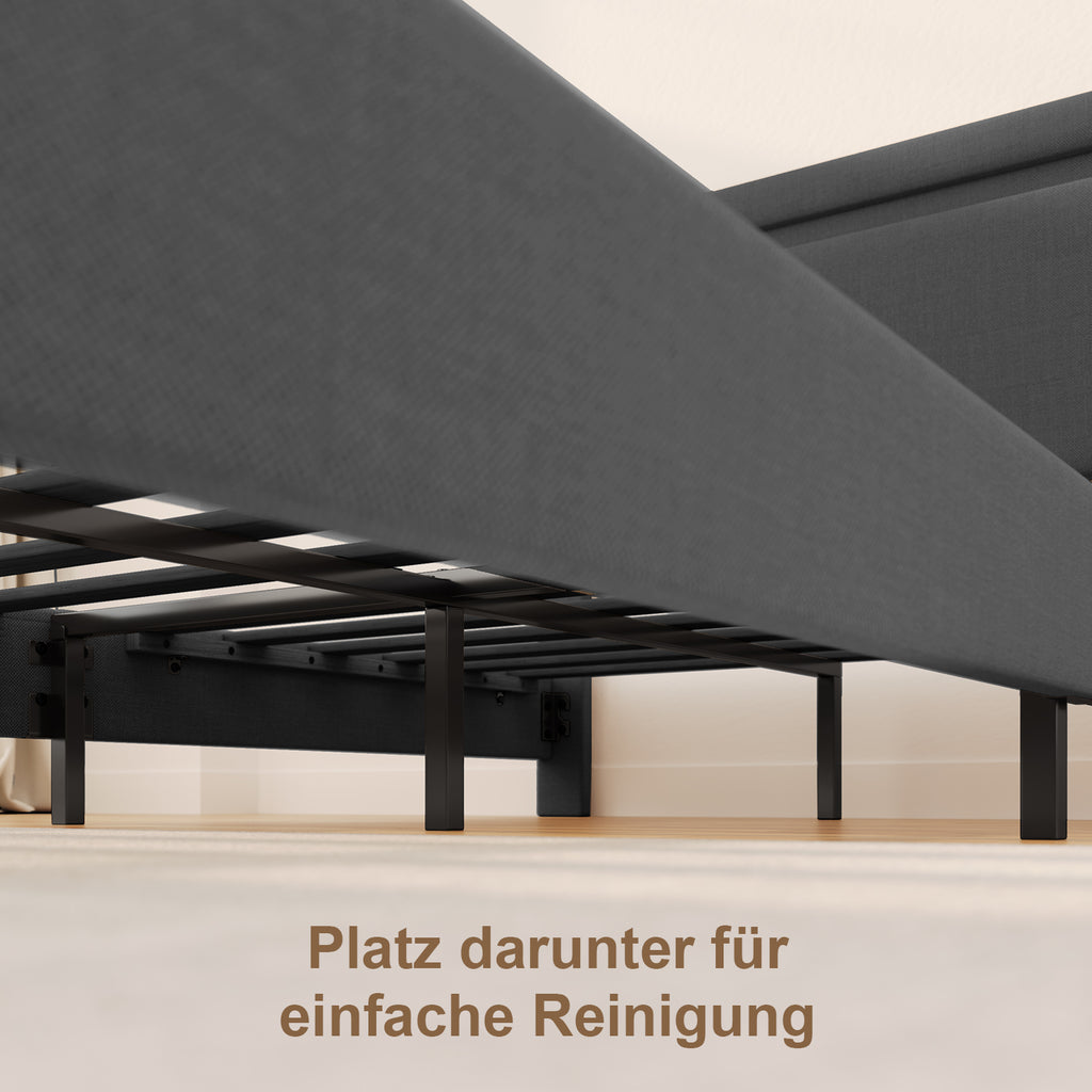 Bealife BF27 Lit simple rembourré 120x200 cm, cadre de lit en métal avec éclairage LED sur la tête de lit