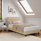 Bealife BF27 Lit simple rembourré 90x200 cm, sommier en métal avec éclairage LED au niveau de la tête de lit