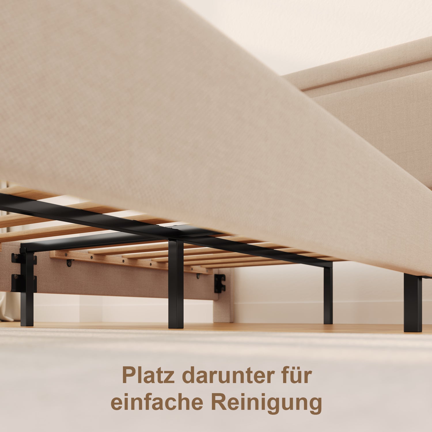 Bealife BF27 Lit simple rembourré 90x200 cm, sommier en métal avec éclairage LED au niveau de la tête de lit