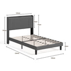 Lit simple rembourré Bealife BF28 120x200 cm, cadre de lit en métal avec éclairage LED, étagère de tête de lit et station de recharge intégrée