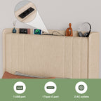 Bealife BF28 Lit simple rembourré 90x200 cm, sommier métallique avec éclairage LED, tête de lit avec rangement et station de charge intégrée