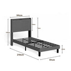 Bealife BF28 Lit simple rembourré 90x200 cm, sommier métallique avec éclairage LED, tête de lit avec rangement et station de charge intégrée