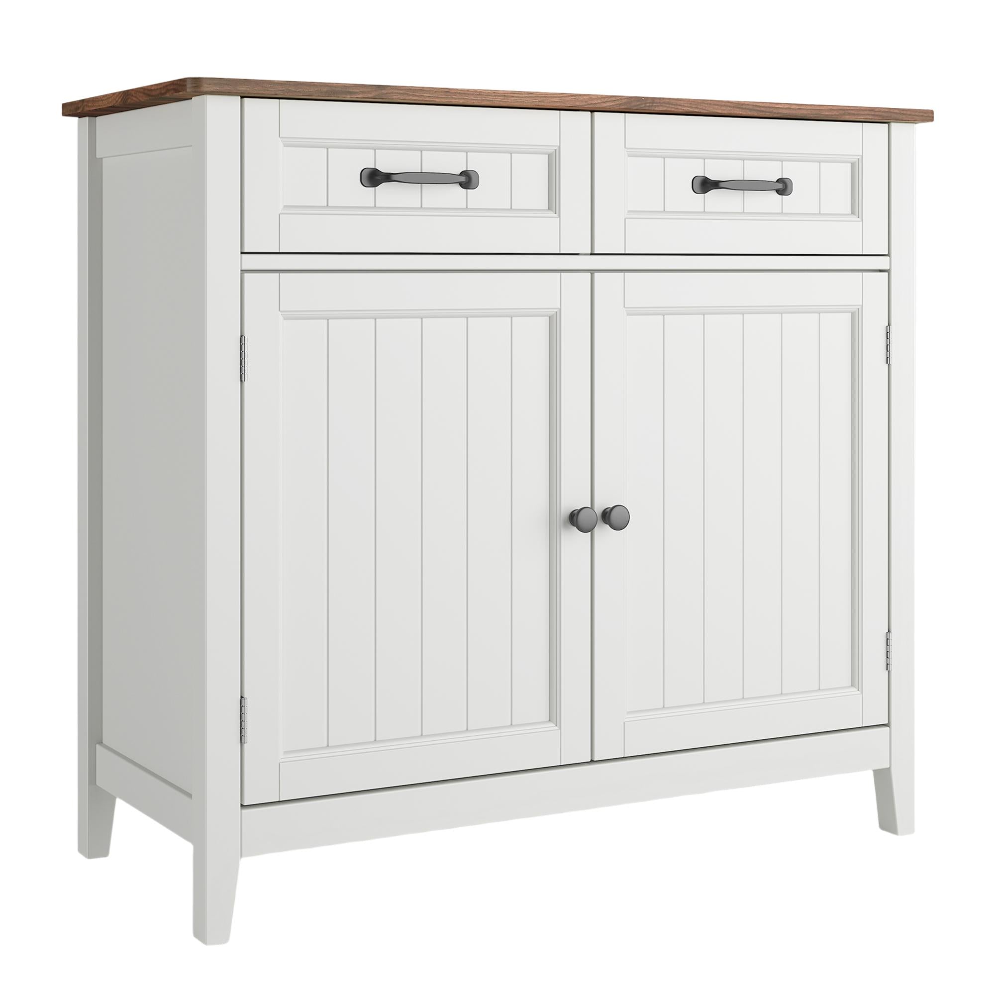 Bealife AP30 Buffet de cuisine, Bahut au design rétro avec 2 tiroirs, réglable en hauteur et pouvant servir de casier à vin