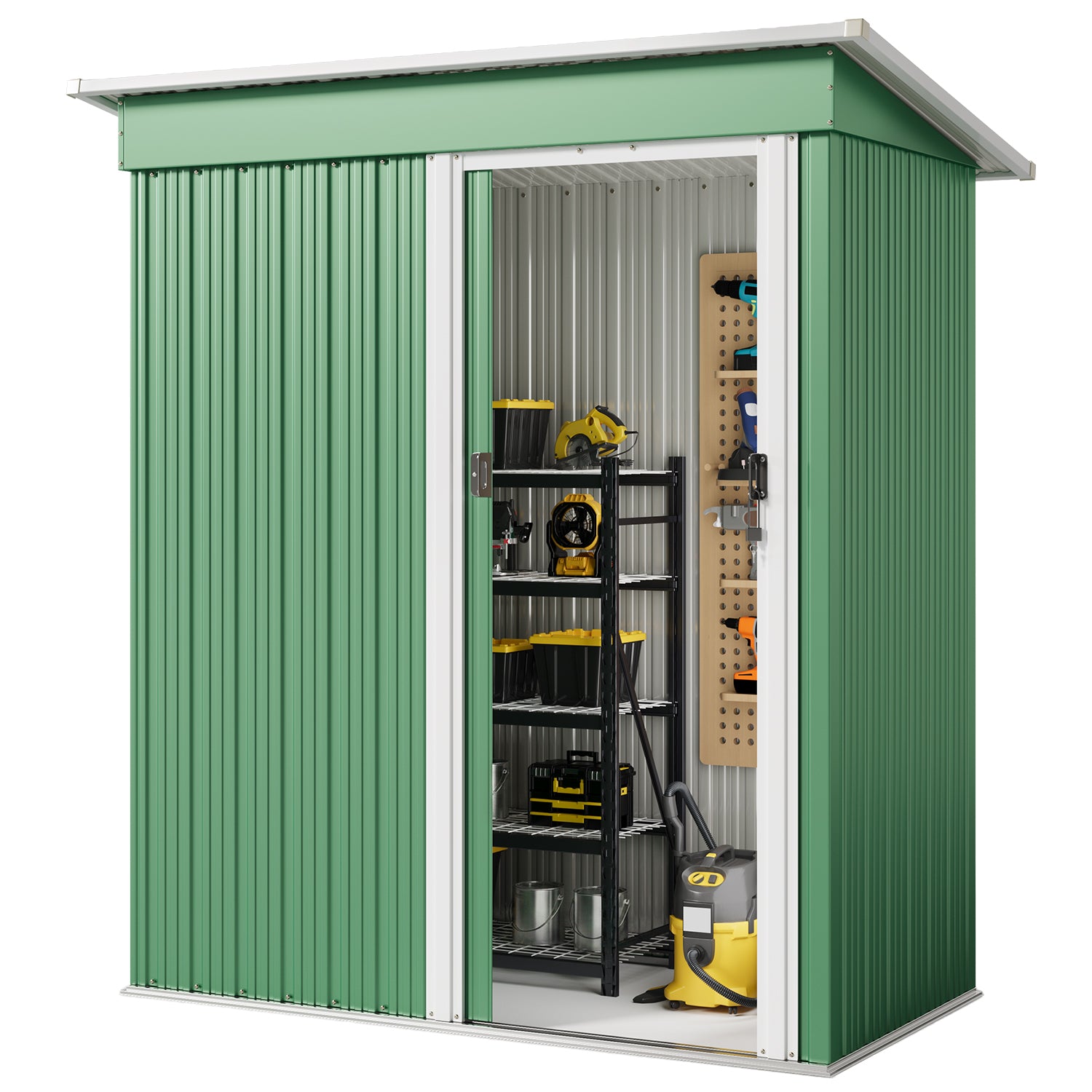 Bealife CC22 Abri de jardin en métal avec porte coulissante et serrure, grand espace de rangement pour jardin, terrasse, pelouse